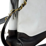 Chanel Vintage Black/White Leather CC Chain Tote '89-'91