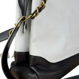 Chanel Vintage Black/White Leather CC Chain Tote '89-'91