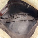 Fendi Cream/Brown Leather Trim Zucca Baguette
