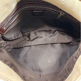 Fendi Cream/Brown Leather Trim Zucca Baguette