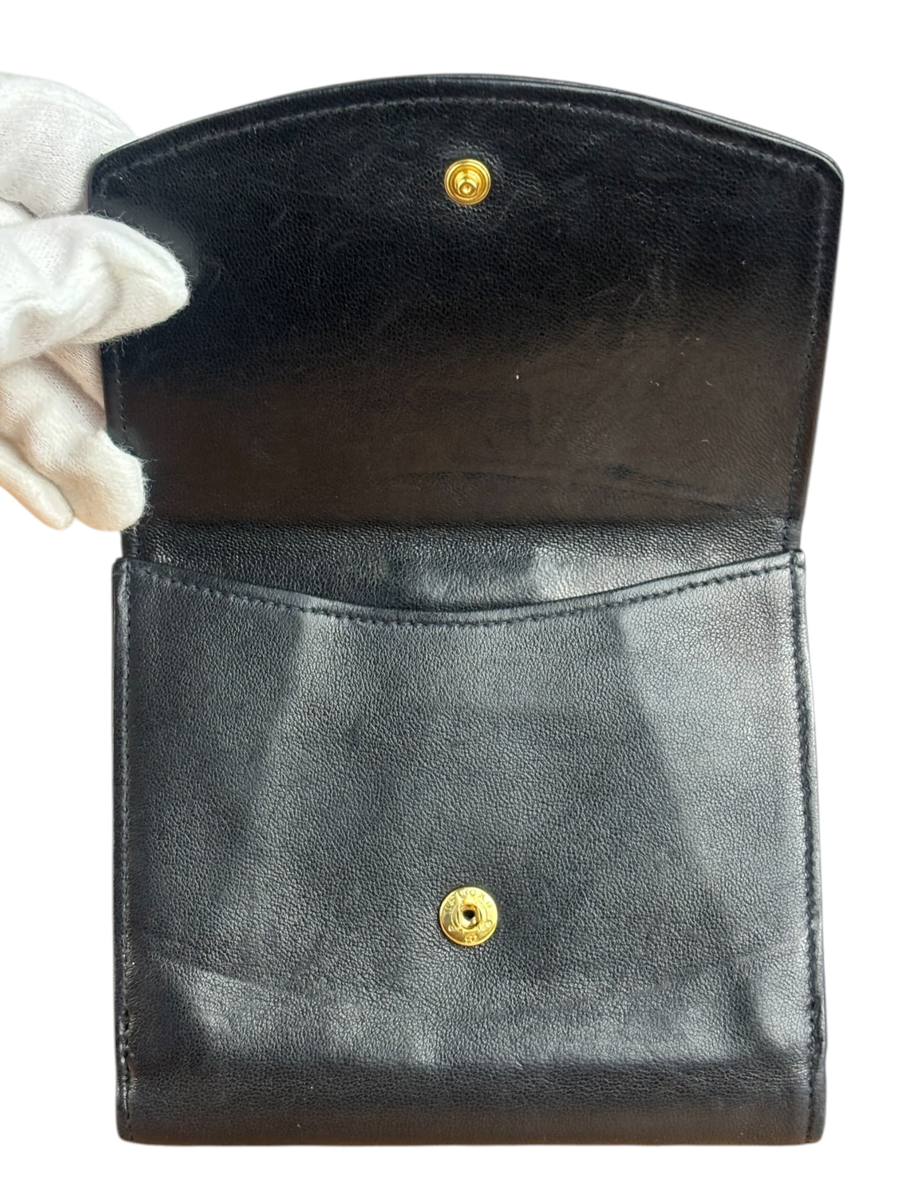 Chanel Vintage Black Leather CC Compact Wallet 1997