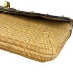 Coach Python-Trimmed Straw Natalie Wristlet
