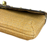 Coach Python-Trimmed Straw Natalie Wristlet