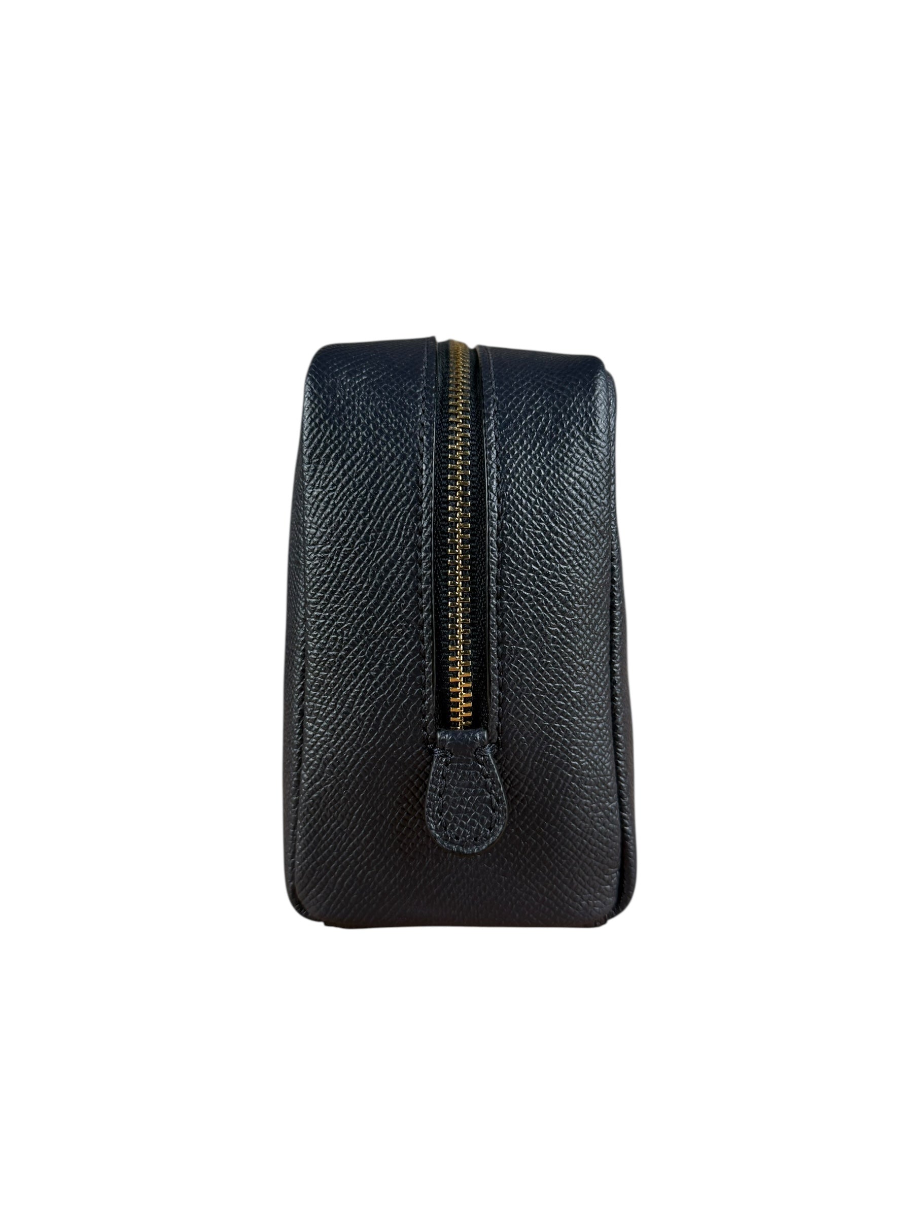 Coach Cosmetic Pouch Navy Blue Pebbled Leather