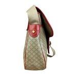 Celine Vintage Macadam Print Red Lined Flap Messenger Bag