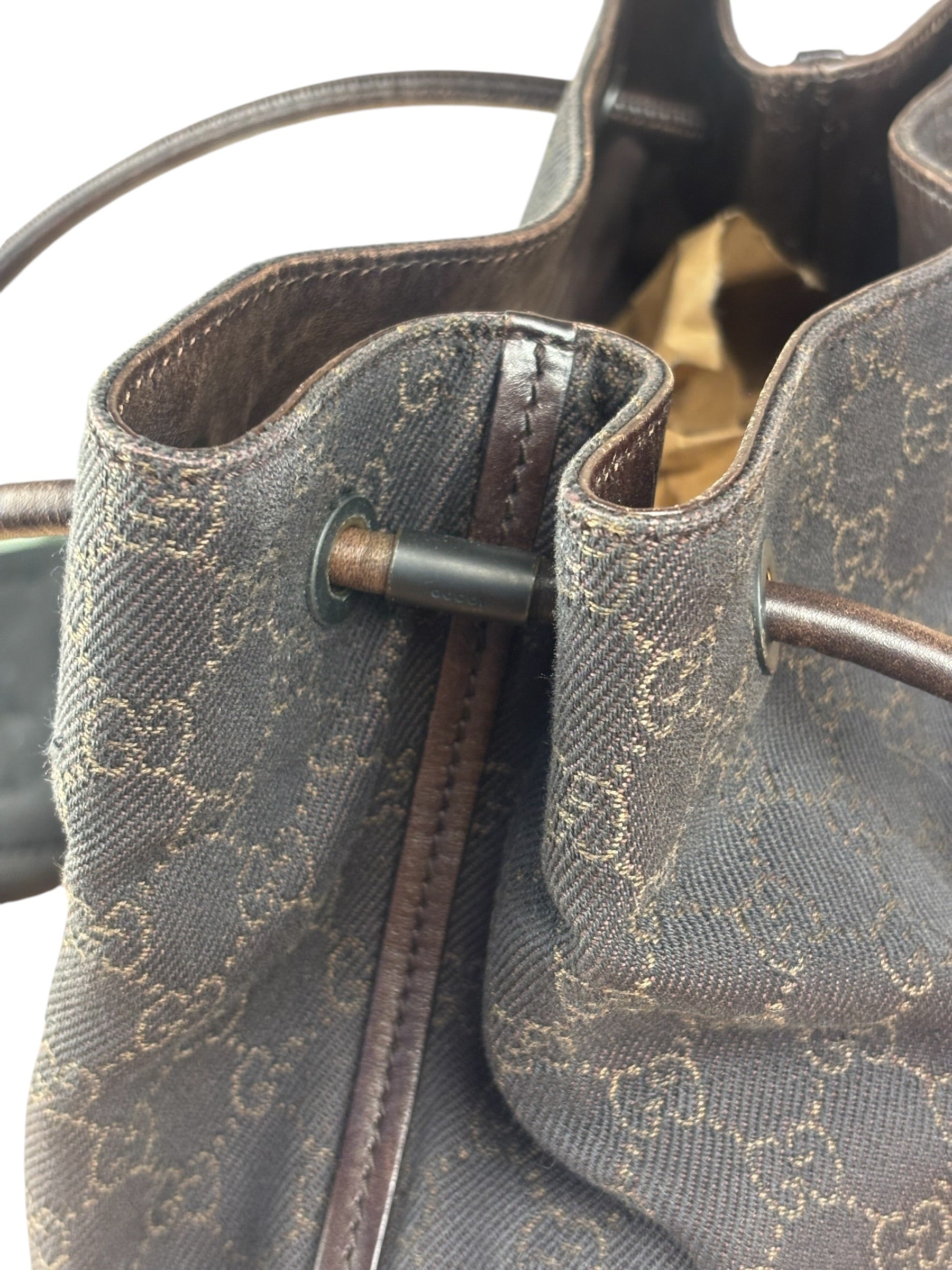 Gucci GG Denim leather Trim Gifford Tote Bag