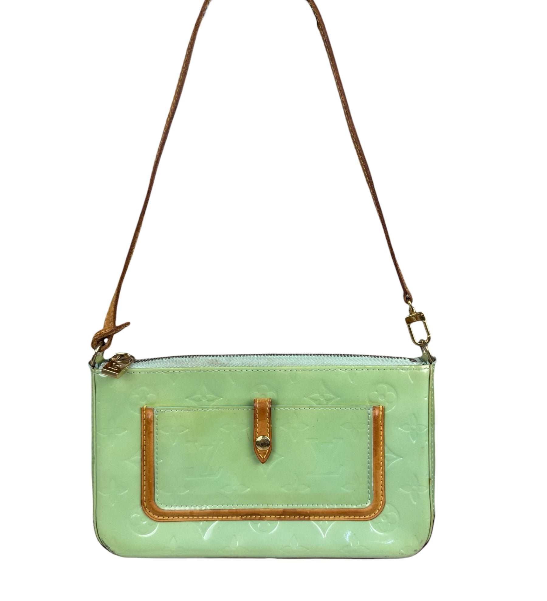 Louis Vuitton Vintage Green Monogram Vernis Mallory Pochette