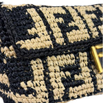 Fendi Black Raffia Zucca Shoulder Baguette