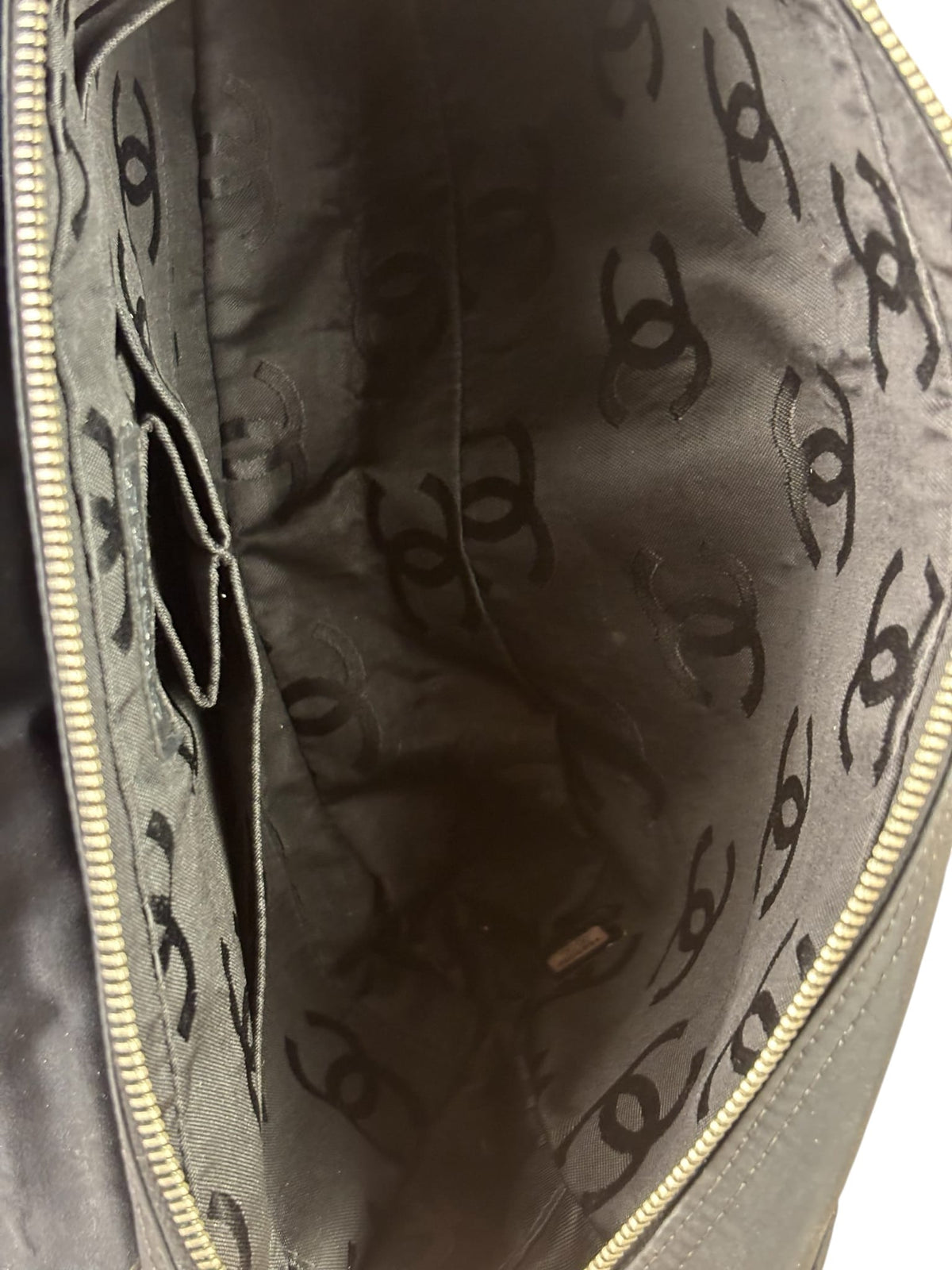 Chanel Black Nylon Chocolate Bar Flap Bag 2002