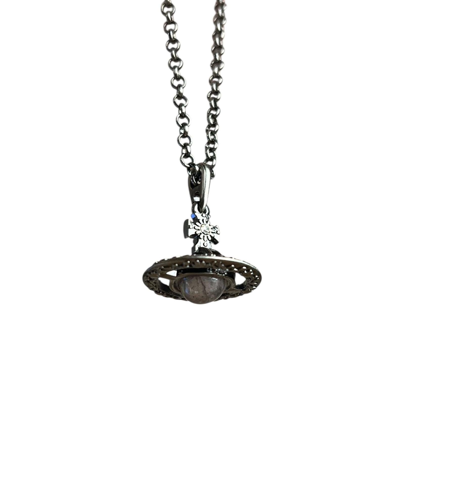 Vivienne Westwood Gunmetal 3D Marble Orb Necklace