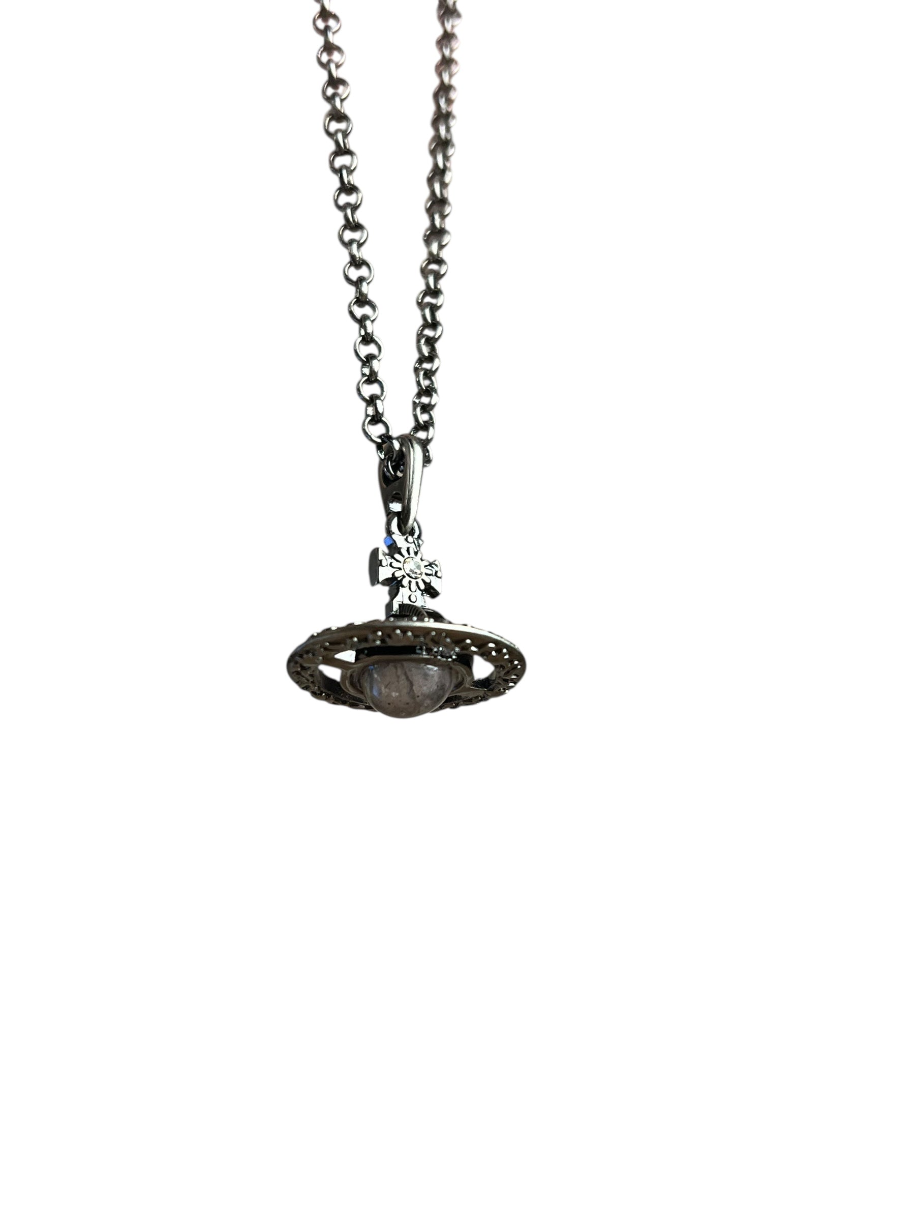 Vivienne Westwood Gunmetal 3D Marble Orb Necklace