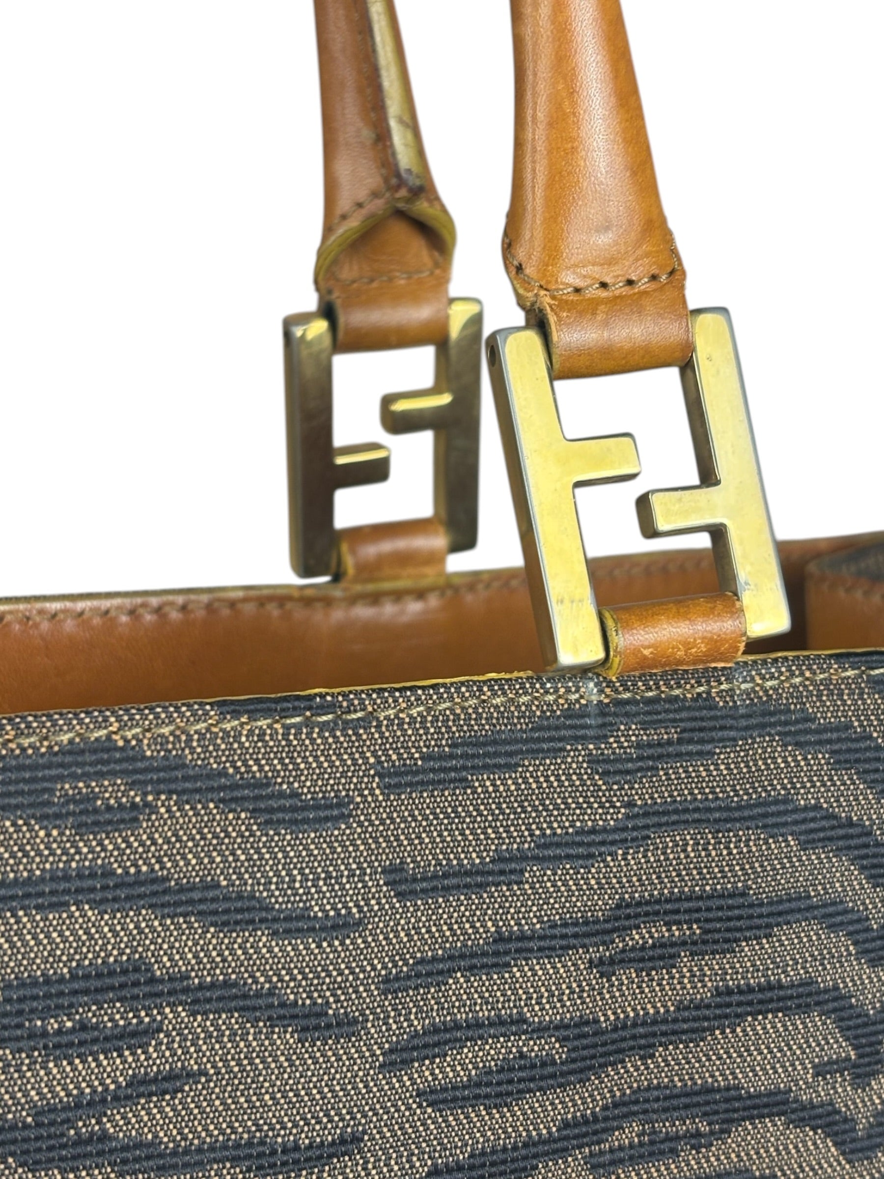 Fendi Vintage Brown Tiger Print Canvas Tote Bag