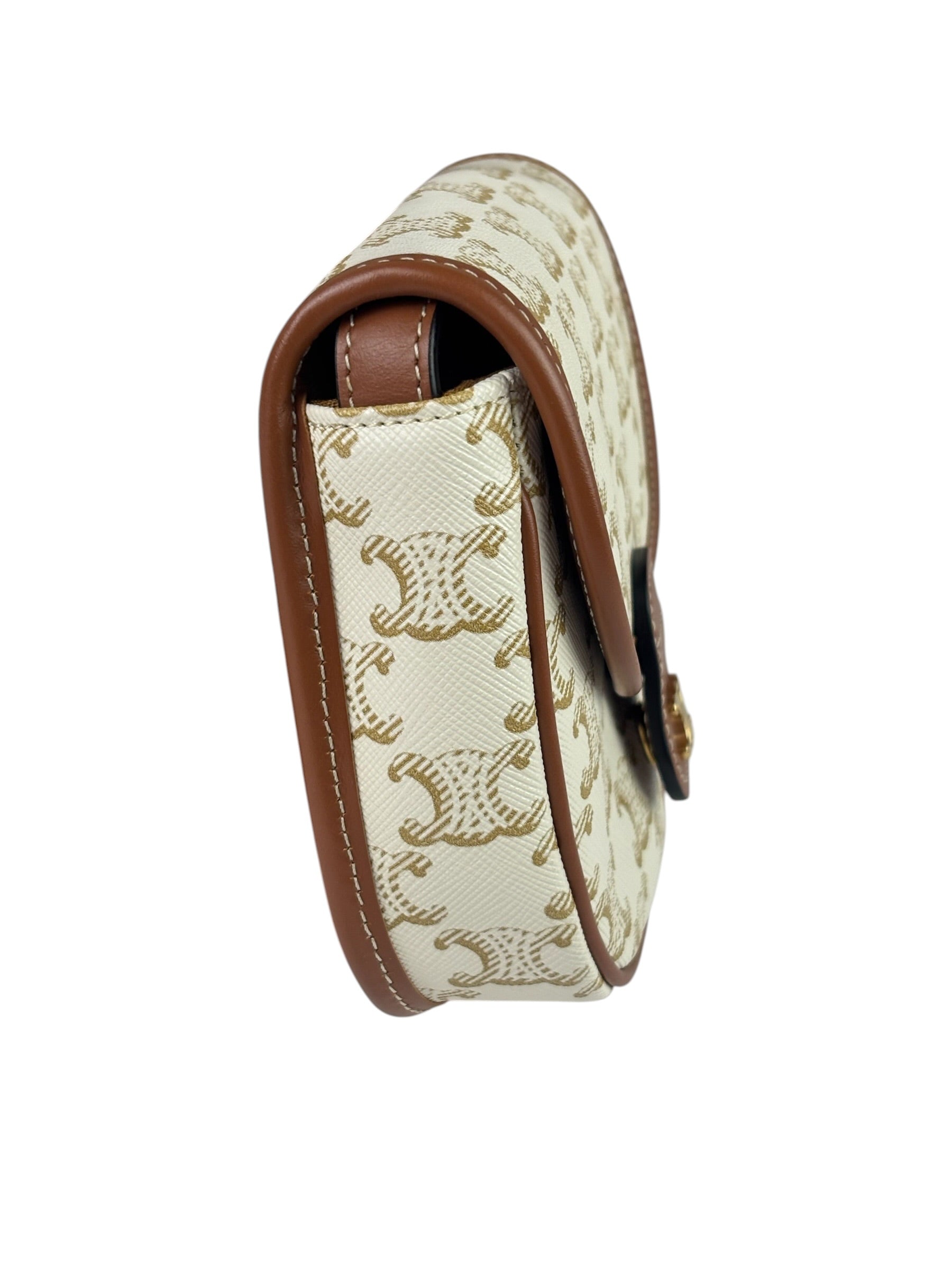 Celine White Leather Macadam Nano Triomphe Besace Shoulder Bag
