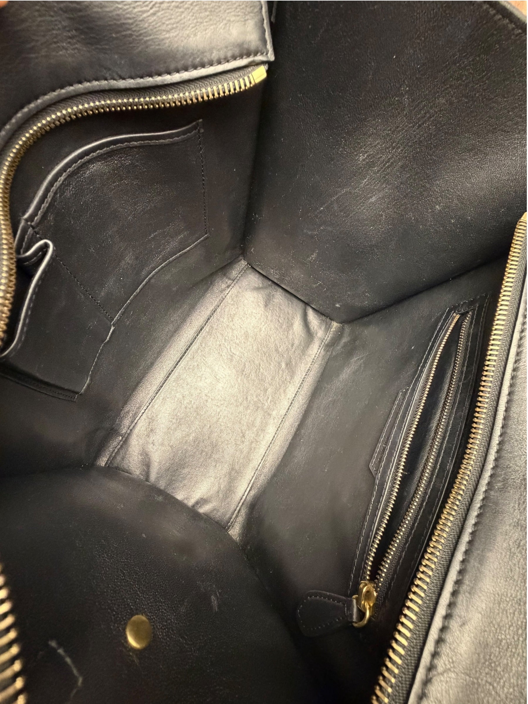 Celine Calfskin Leather/Suede Tri-Color Luggage Tote Bag