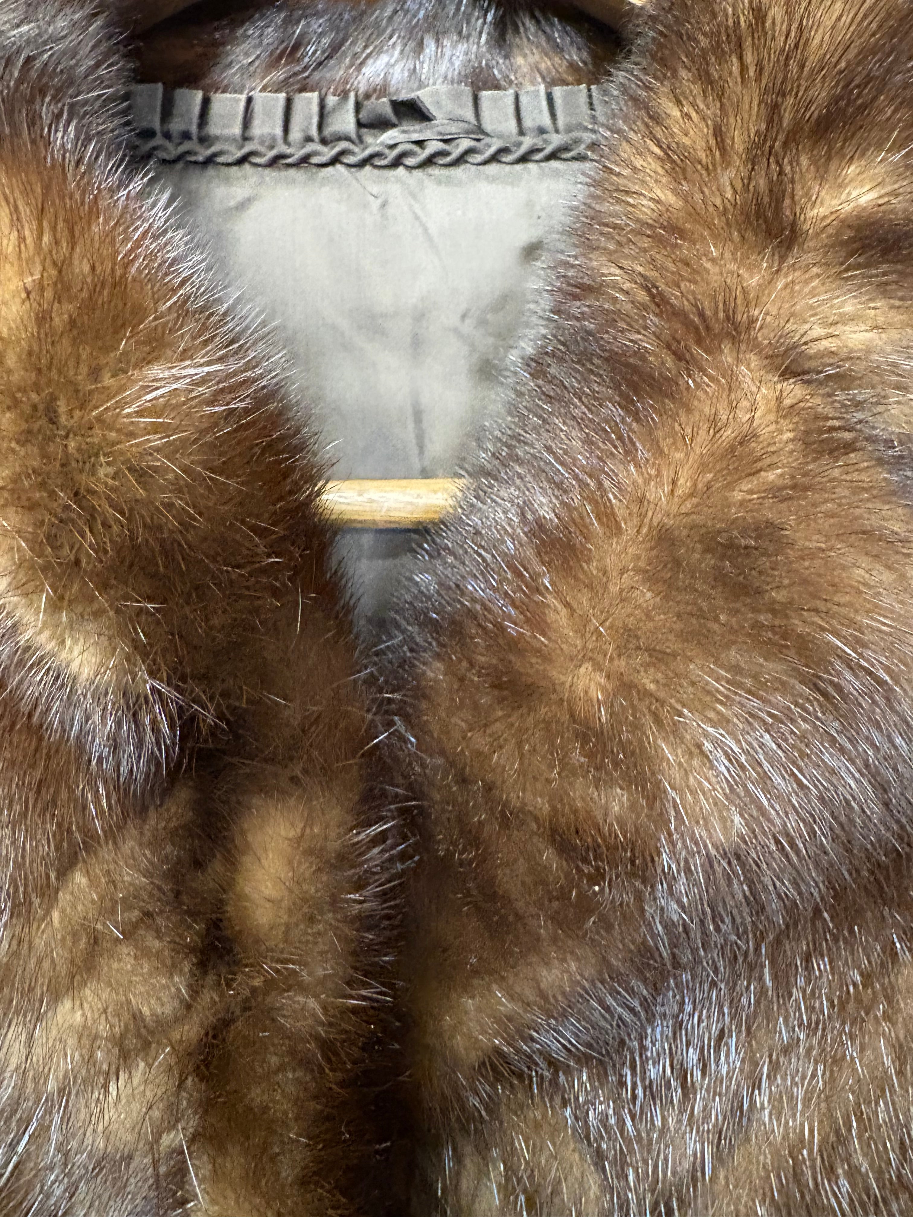 Vintage Brown Chevron Mink Fur Coat