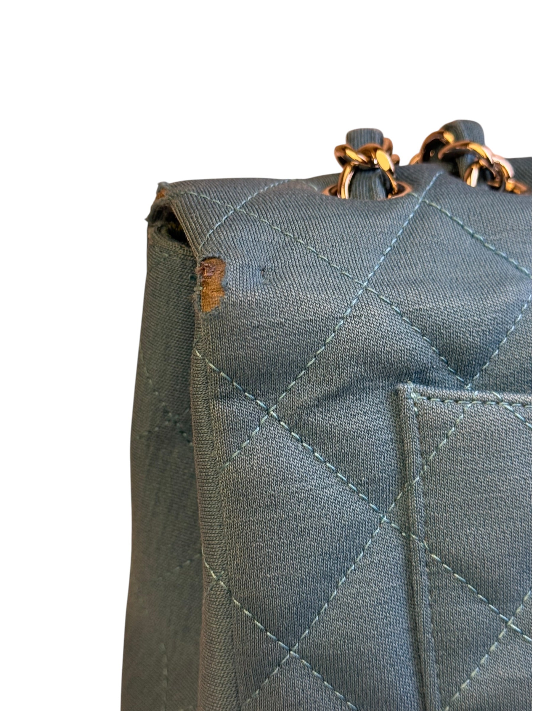 Chanel Teal Blue Jersey Large Flap Bag 2009