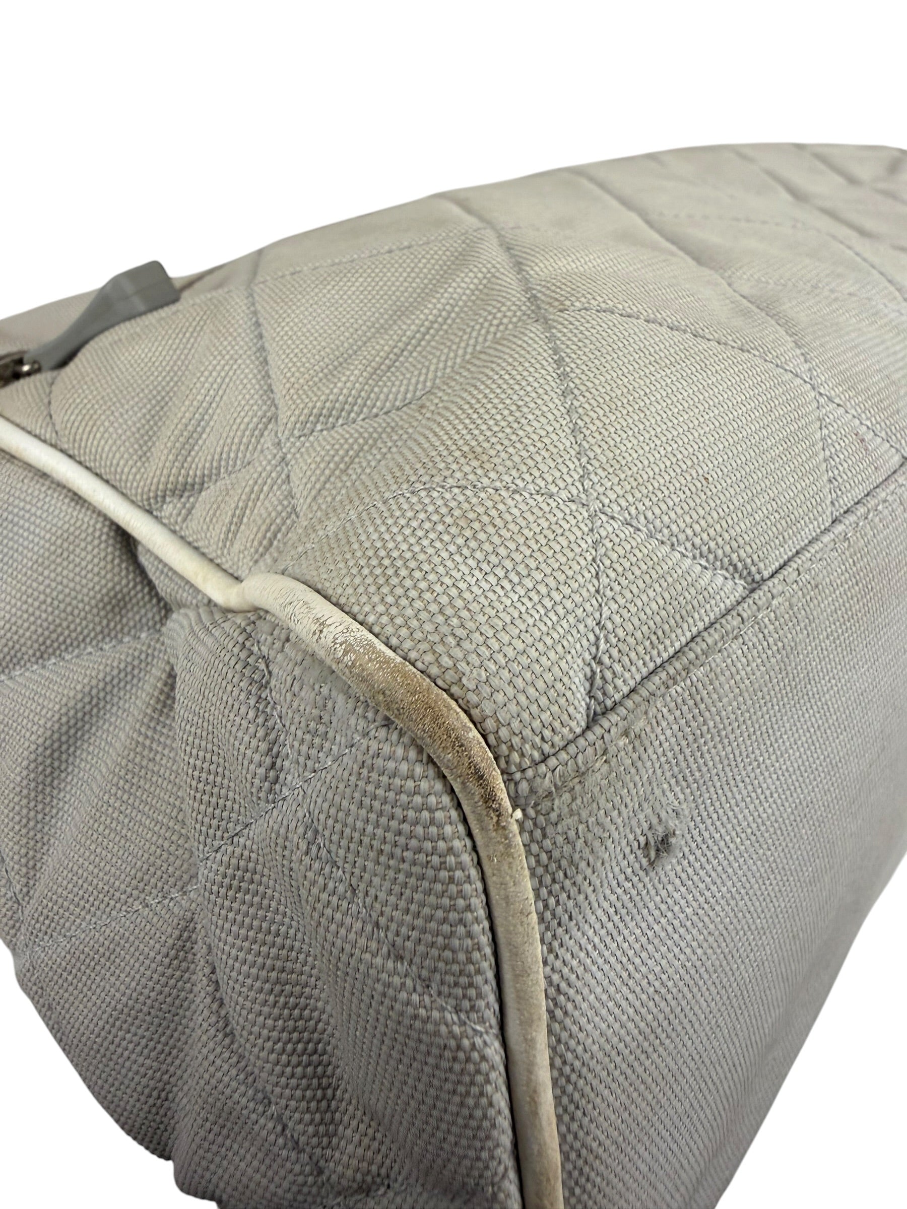 Chanel Vintage Grey Quilted Woven Sports Line Canvas Bowler Bag  2001