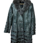 Vintage Black Suede/Leather Fur-Line Long Coat