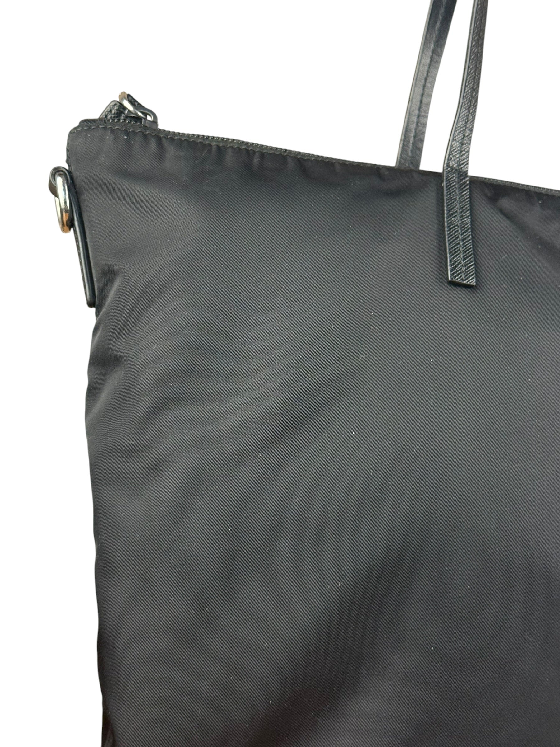 Prada Black Tessuto Nylon Zip Tote Large