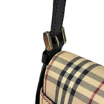 Burberry Black Leather Trim House Check Flap Crossbody Bag