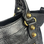 Balenciaga Black Lambskin Moto City Two-Way Bag
