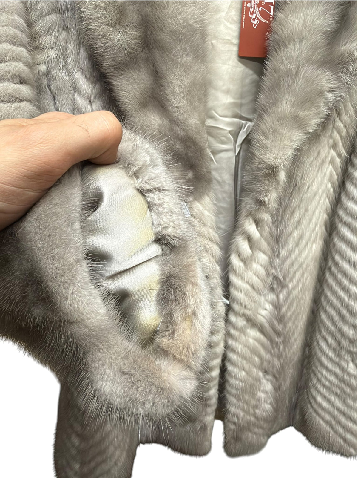 Vintage Grey Chevron Mink Fur Coat