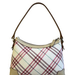 Burberry White/Beige Leather Trim Nova Check Pochette