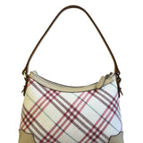 Burberry White/Beige Leather Trim Nova Check Pochette