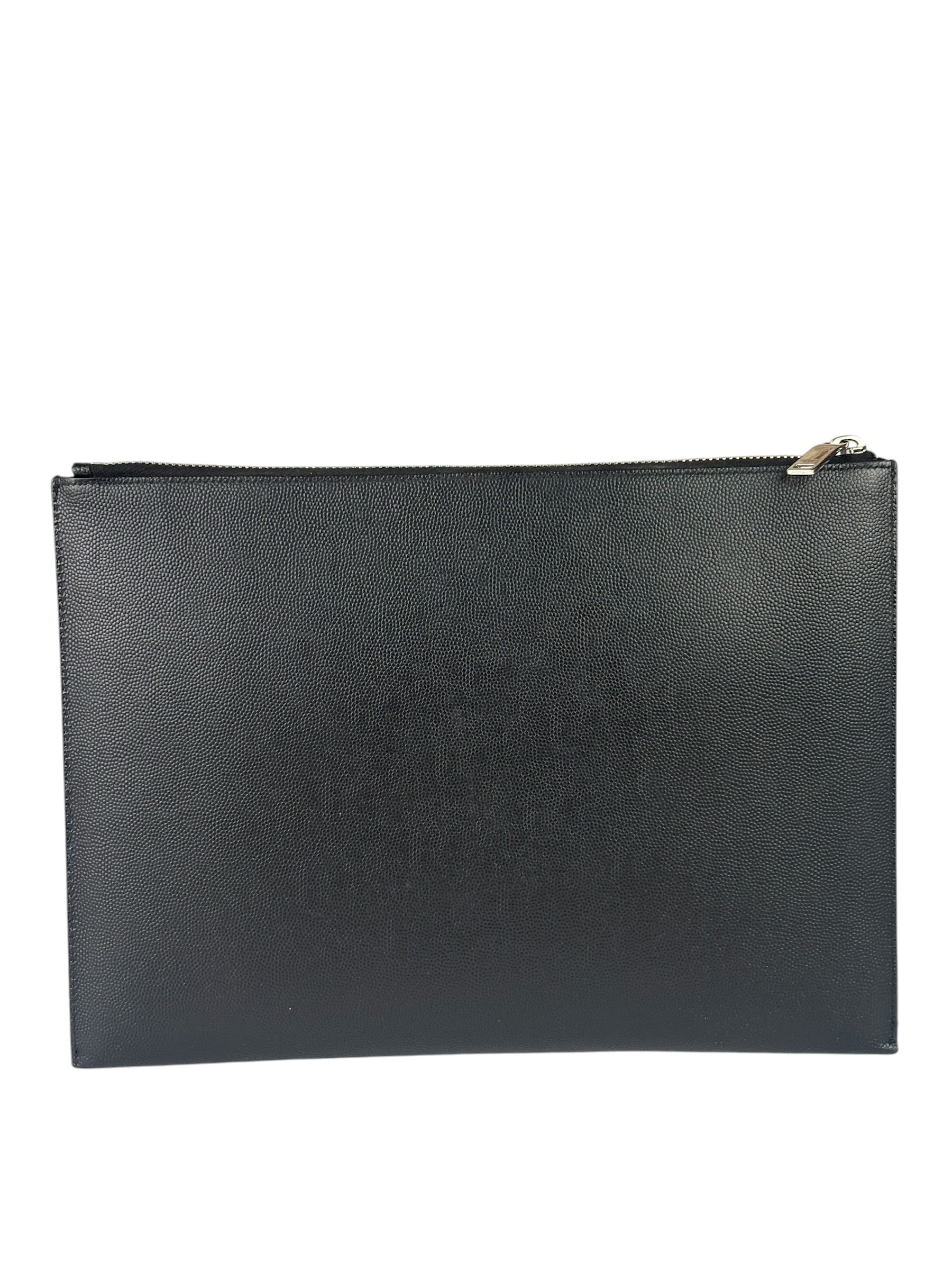 Yves Saint Laurent Black Pebbled Leather Pouch