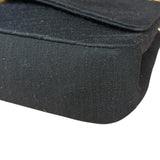 Chanel Vintage Black Cotton Quilted Flap Bag