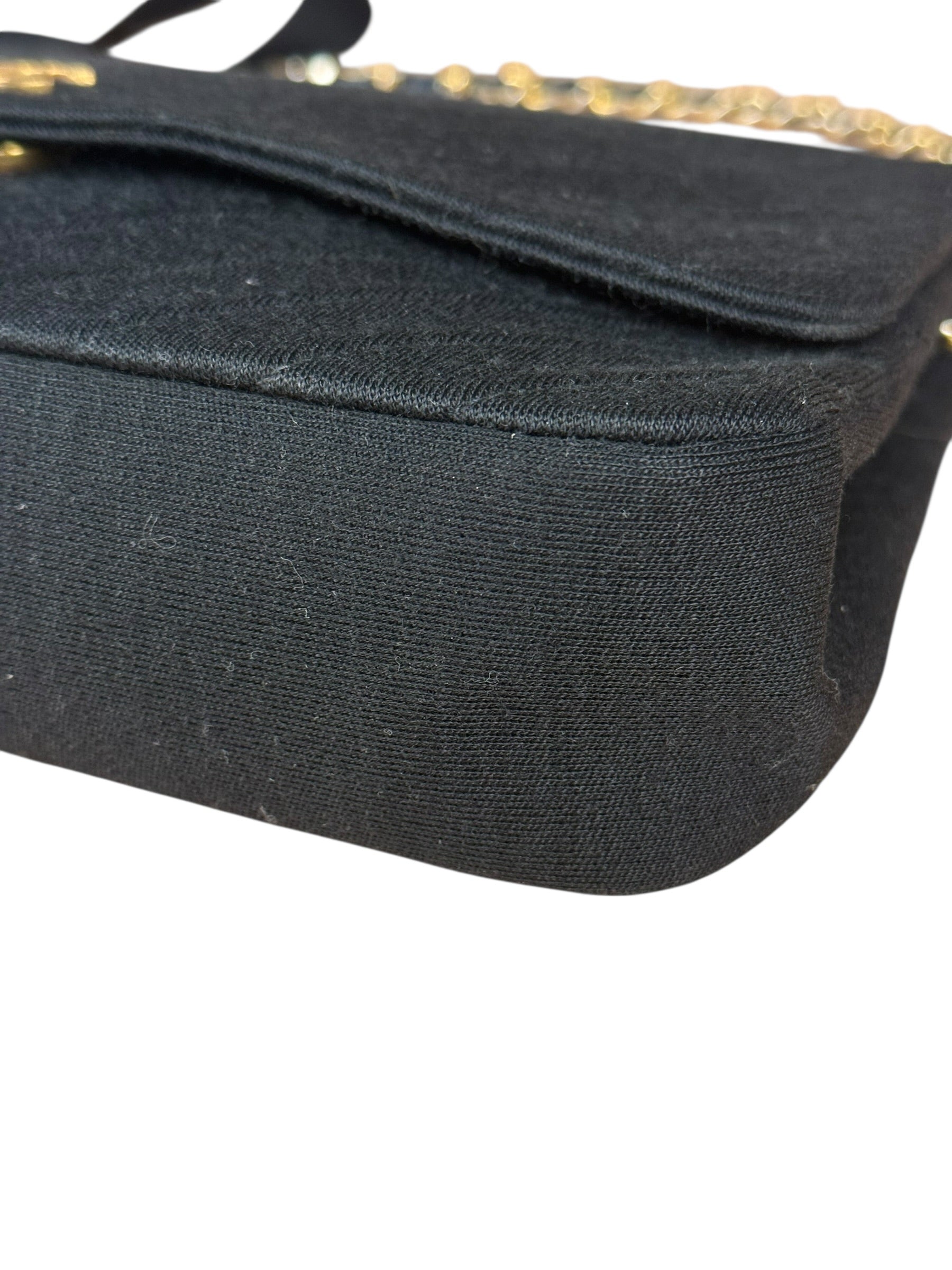 Chanel Vintage Black Cotton Quilted Flap Bag