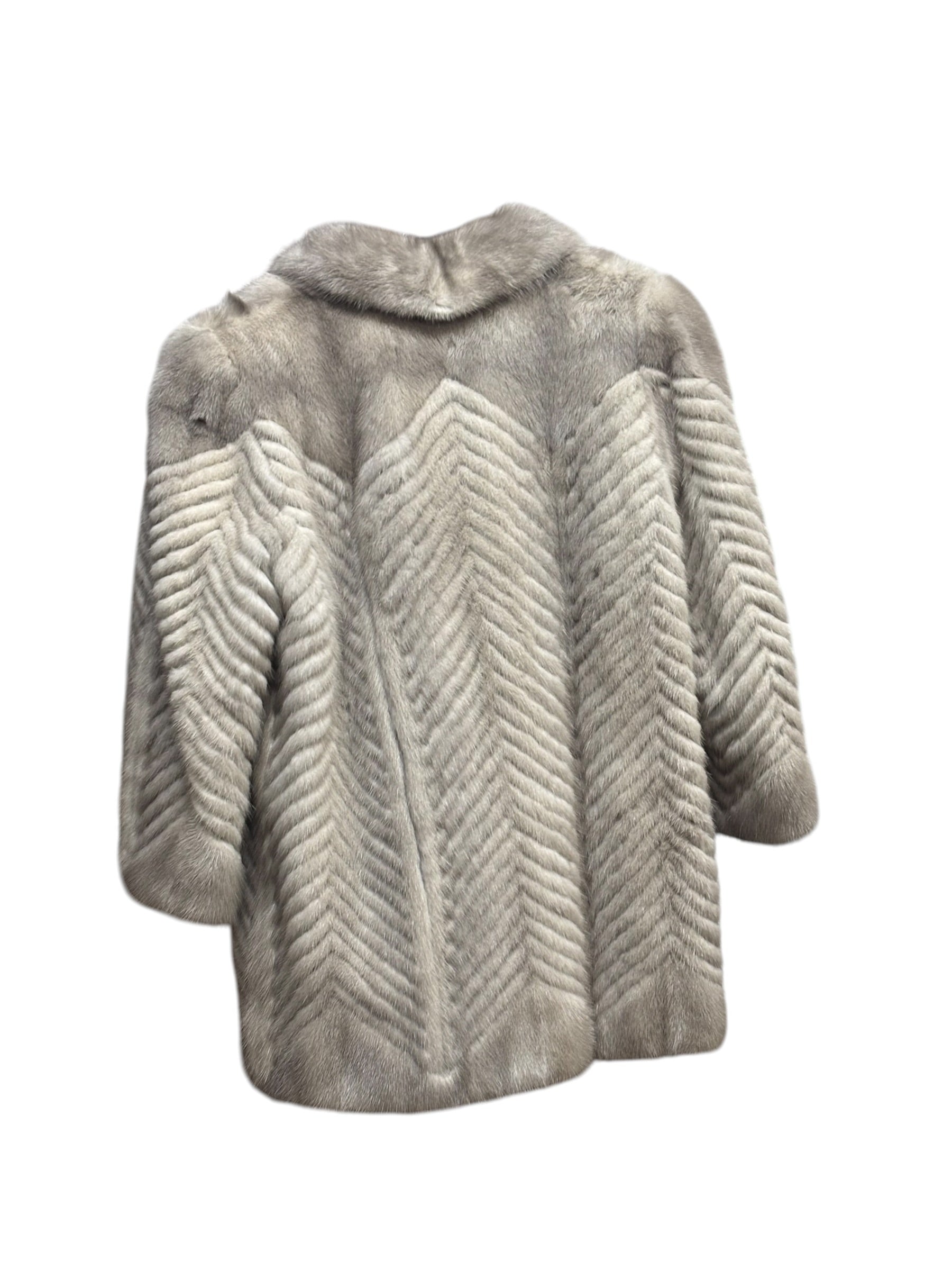 Vintage Grey Mink Chevron Fur Coat