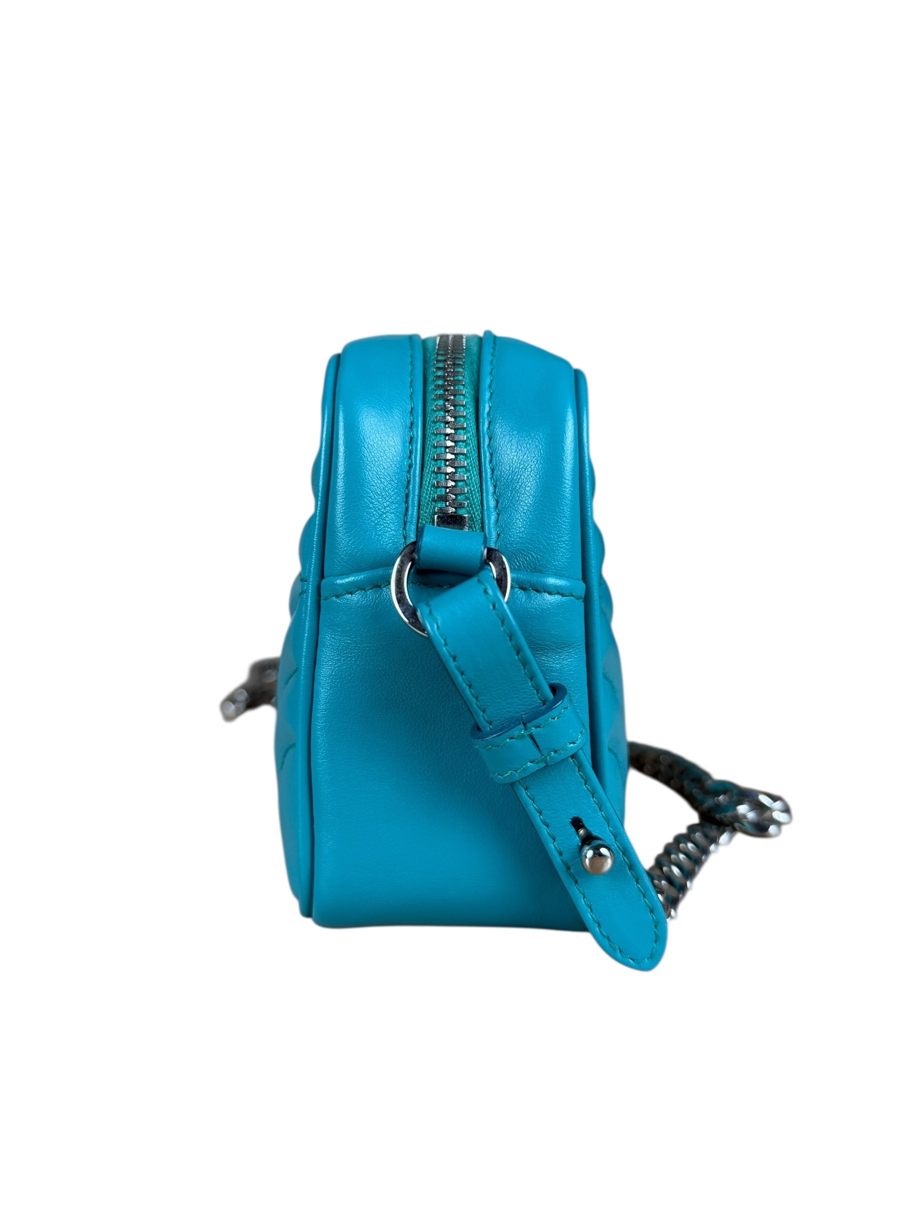 Prada Teal Diagramme Leather Chain Crossbody