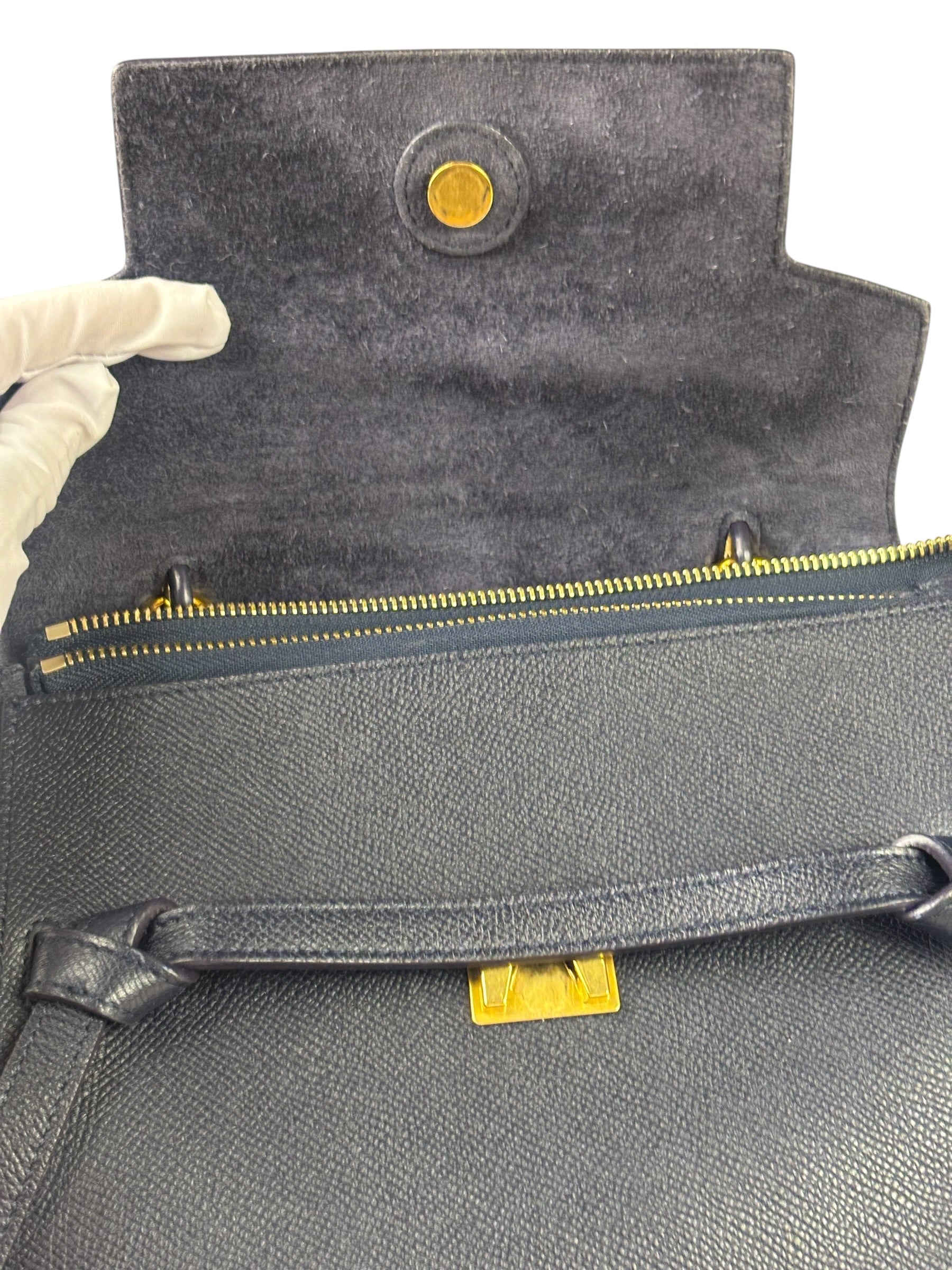 Celine Navy Grained Calfskin Belt Two-Way Bag