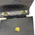 Chanel Vintage White/Black Quilted Lambskin Trapezoid Flap Bag 1990's