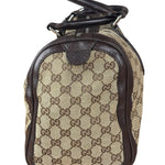 Gucci GG Leather Trim Canvas Techno Boston Handbag