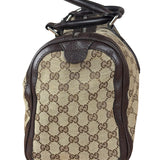 Gucci GG Leather Trim Canvas Techno Boston Handbag