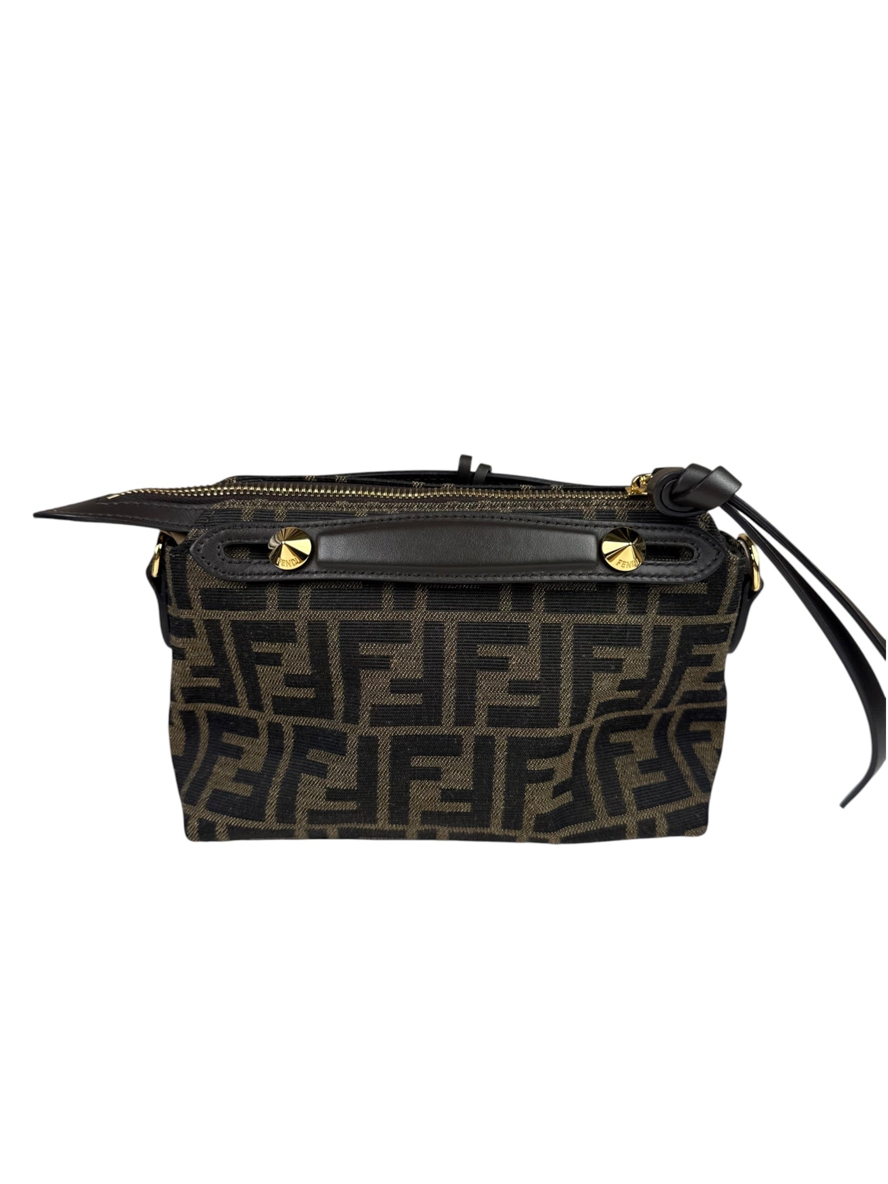 Fendi Brown Leather Trim Zucca By The Way Soft Mini Crossbody