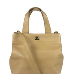 Chanel Turnlock CC Tan Leather Tote 2002