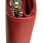 Yves Saint Laurent Red Leather Bifold Zip Mini Wallet