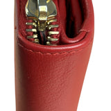 Yves Saint Laurent Red Leather Bifold Zip Mini Wallet