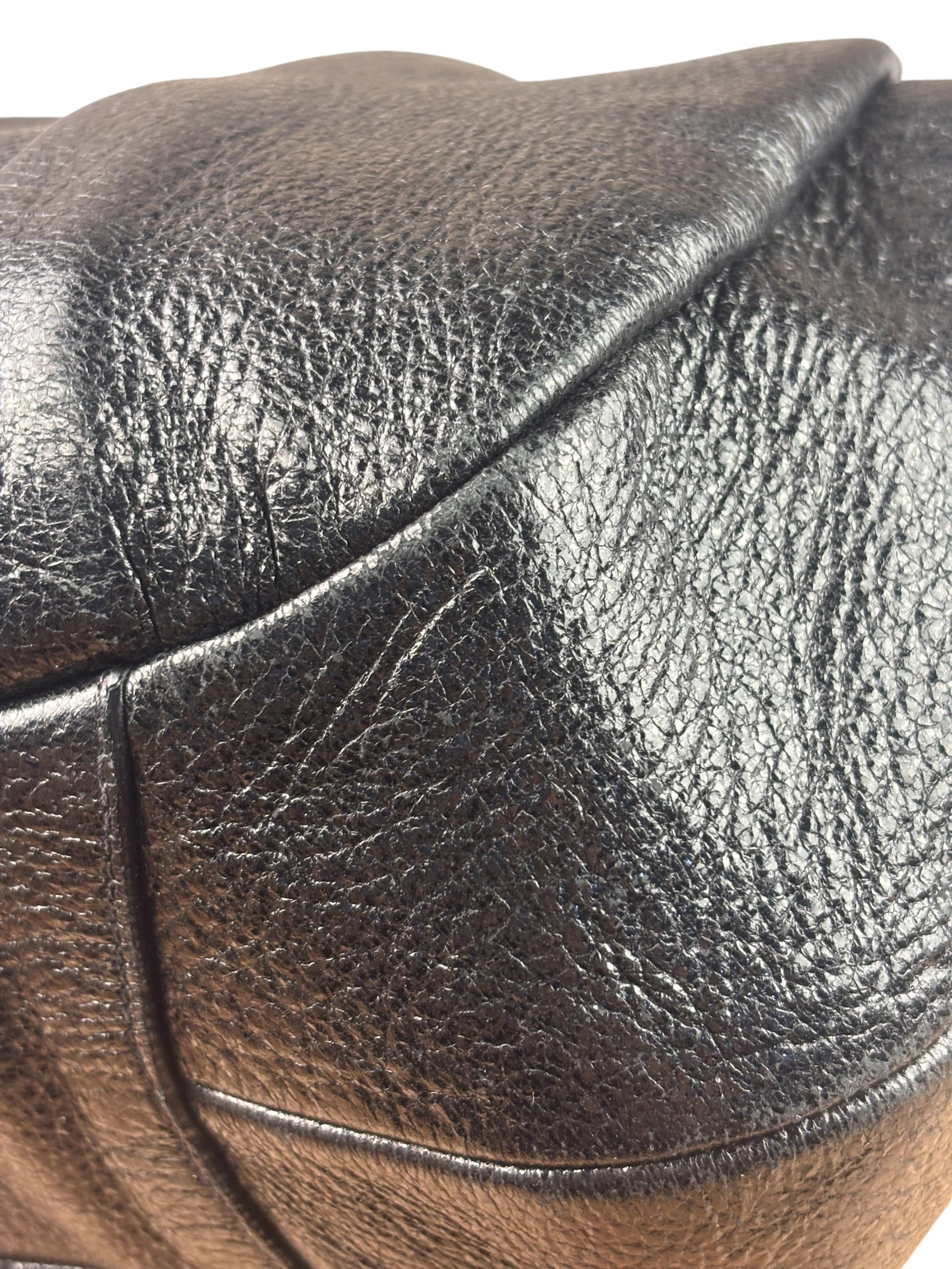 Prada Shiny Black Cervo Pleated Shoulder Bag