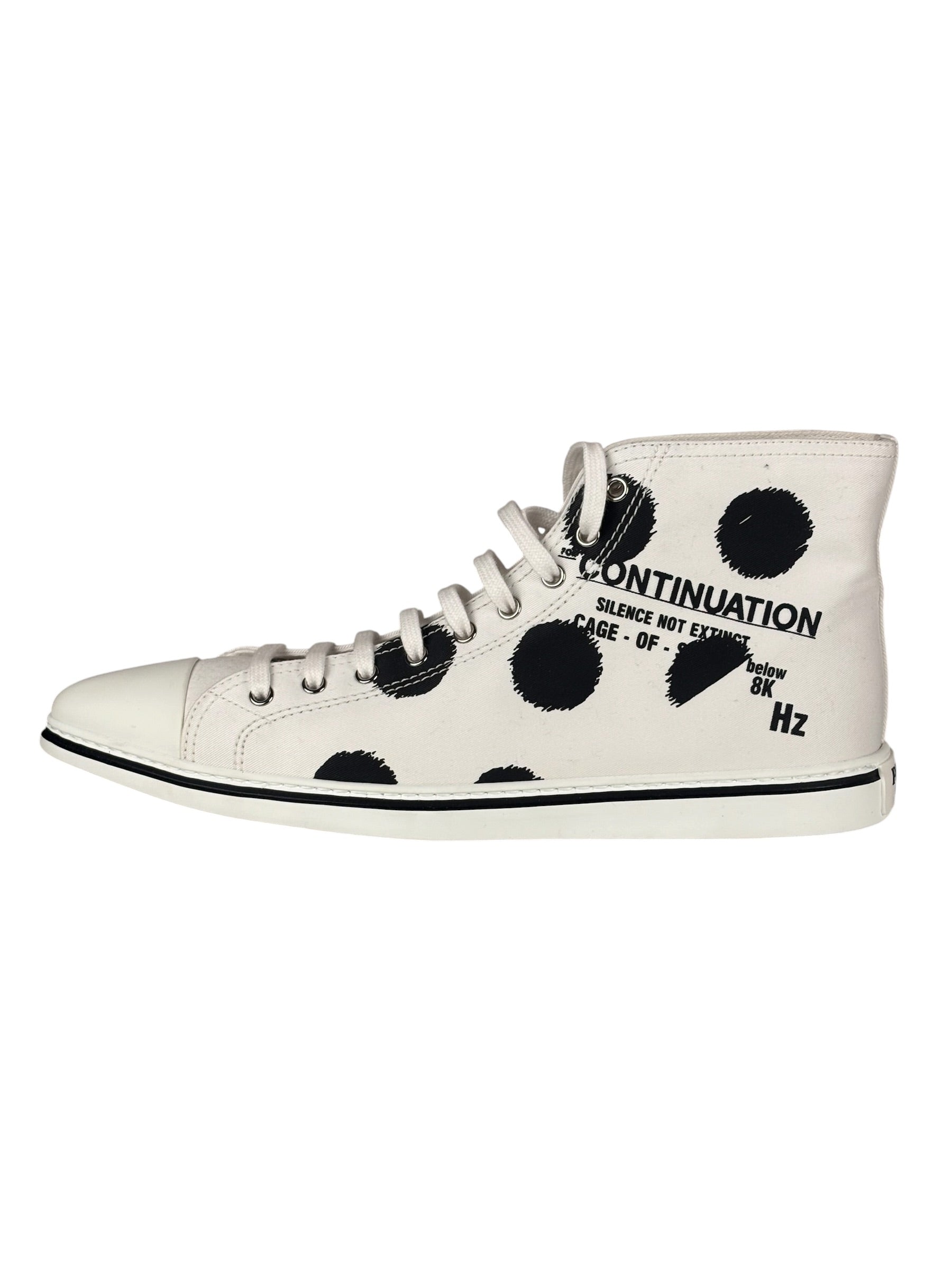 Prada Canvas Olka Dot High Top Point Sneakers