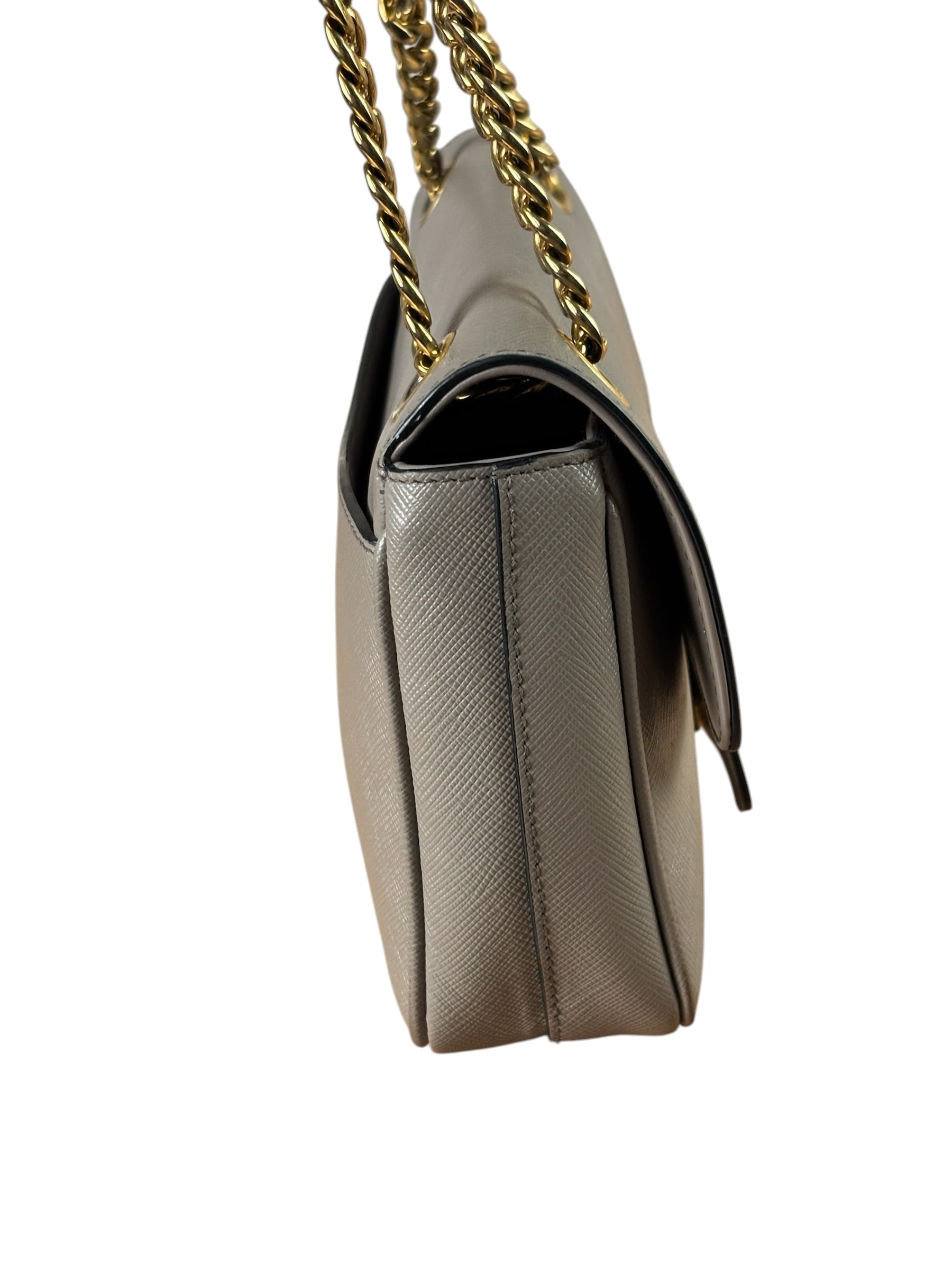 Prada Grey Saffiano Leather Cuir Pattina Crossbody