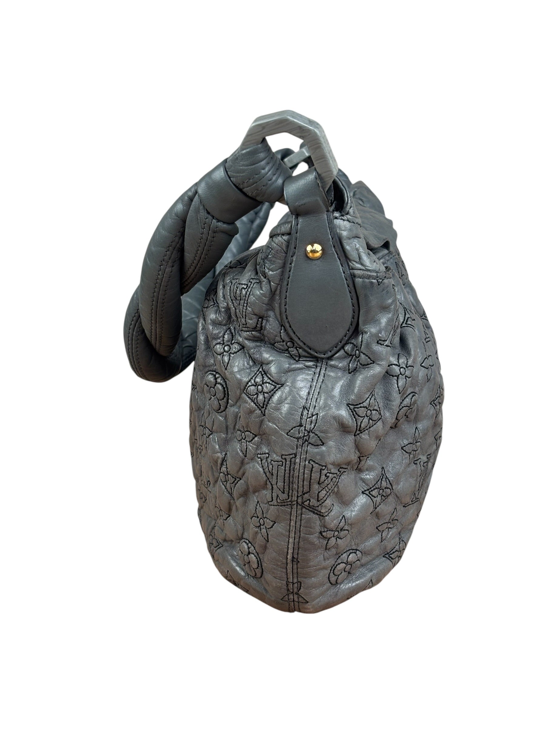 Louis Vuitton Limited Edition Grey Leather Monogram Olympe Nimbus Hobo Bag
