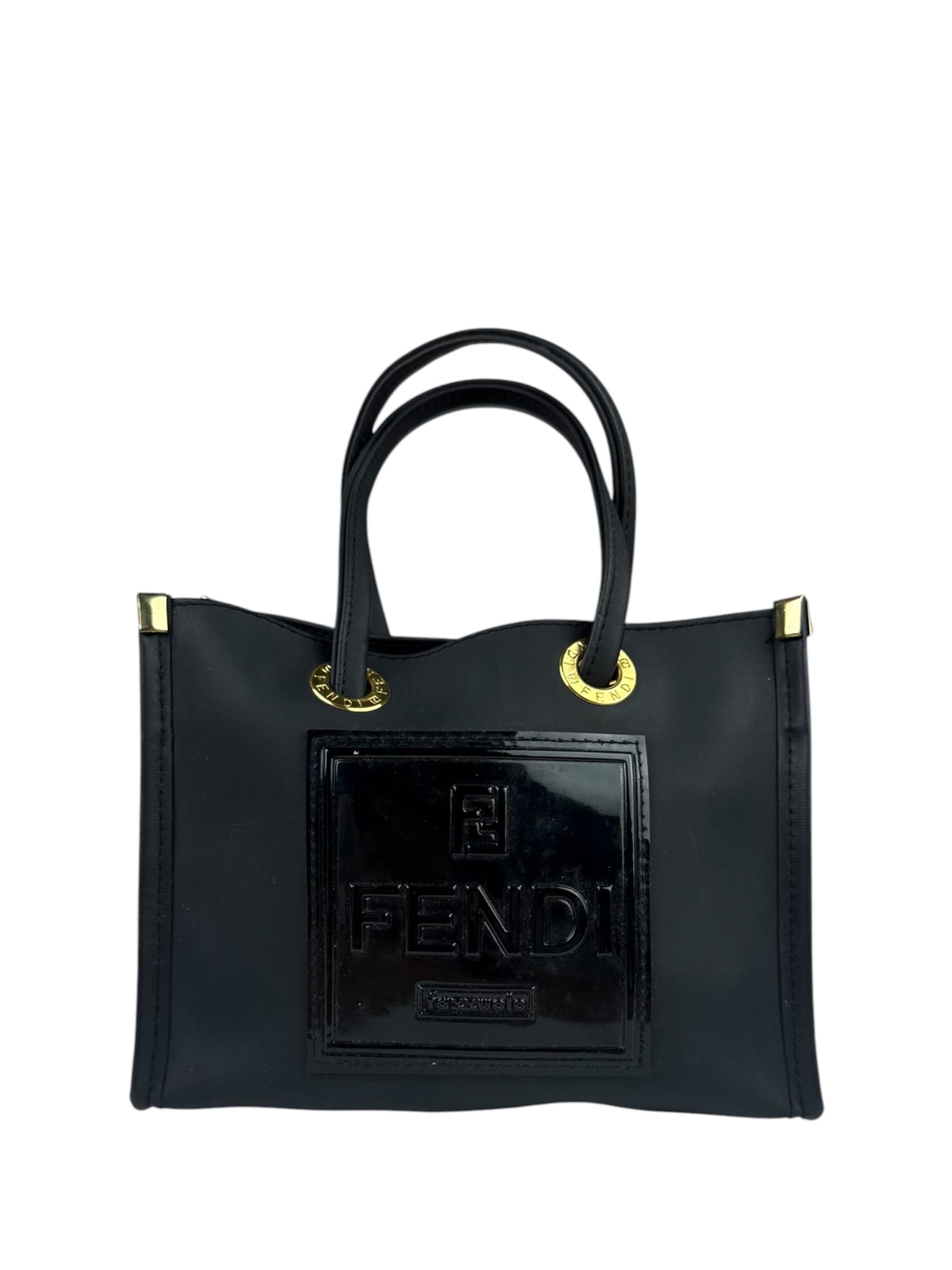 Fendi Black Rubber Mini Shoppers Tote