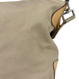 Prada Beige Cloth/Patent Leather Trim Shoulder Bag