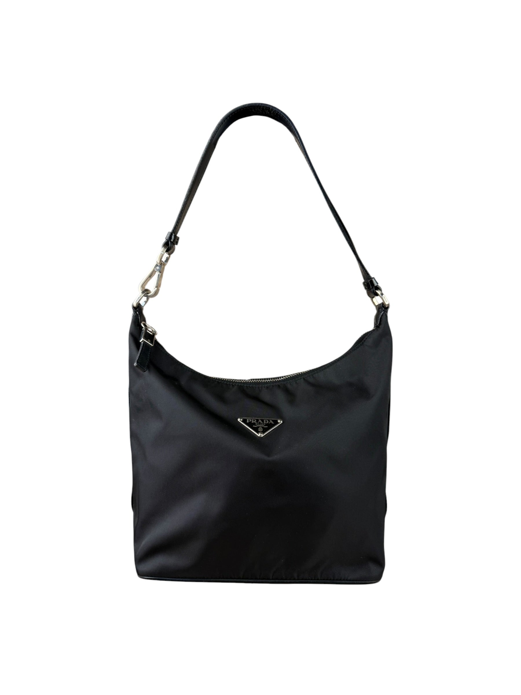 Prada Black Leather Trim/Tessuto Nylon  Shoulder Bag