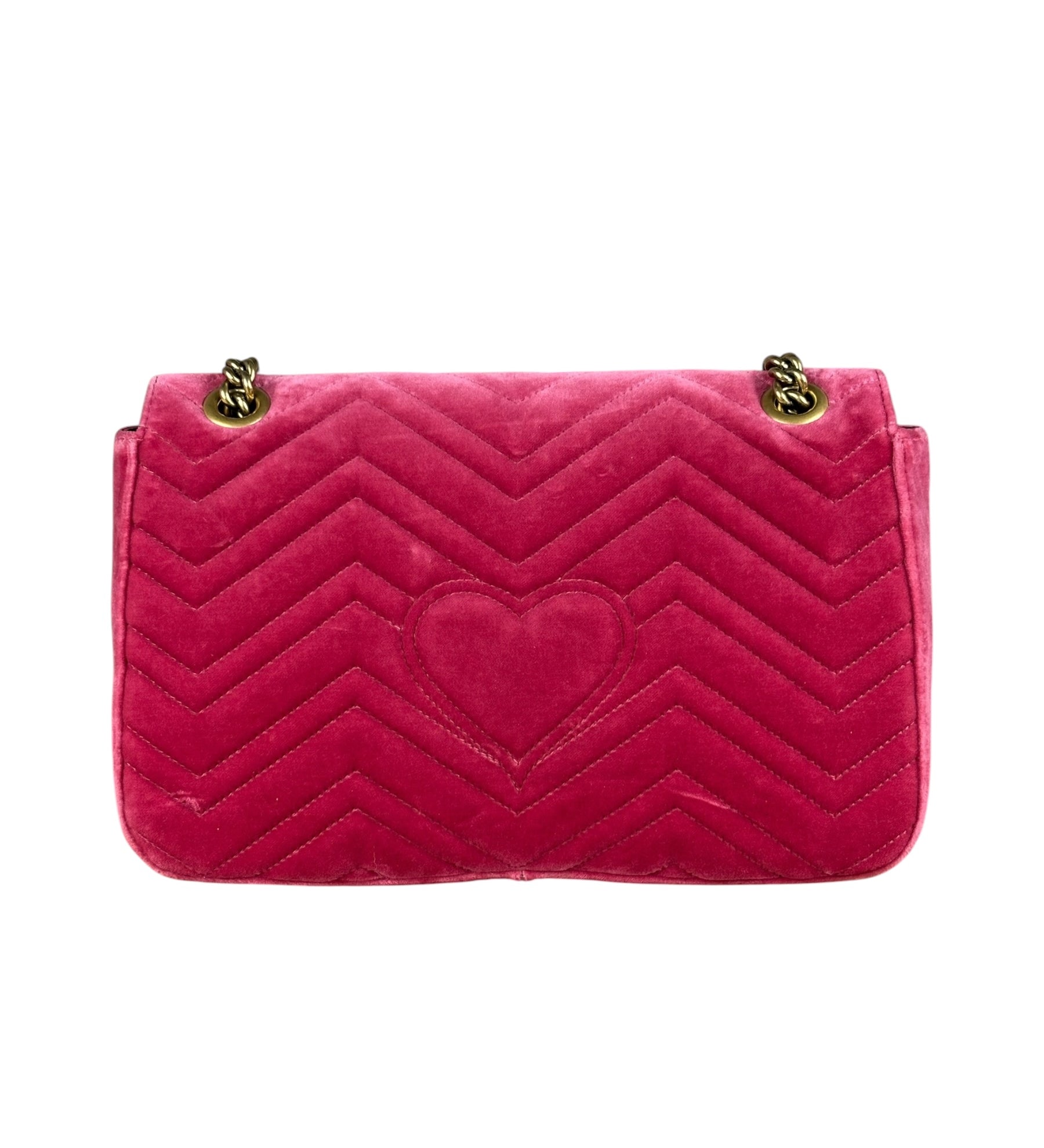 Gucci Pink GG Velvet Marmont "Blind for Love" Flap Bag