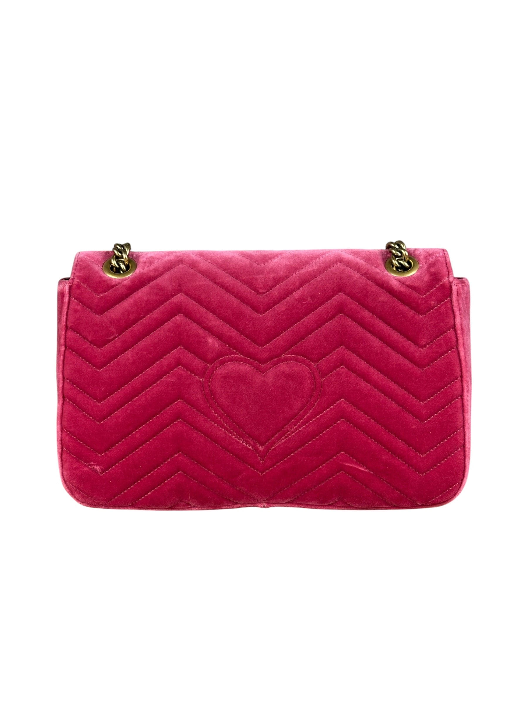 Gucci Pink GG Velvet Marmont "Blind for Love" Flap Bag